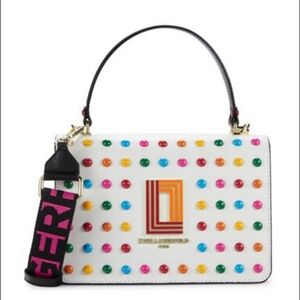 Karl Lagerfeld Paris Legacy Simone White Leather Med/Large Crossbody Bag